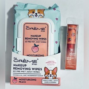 Set of The Crème Shop Makeup Remover Wipes & Strawberry Jelly Lip Oil